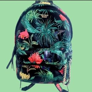 Victoria's Secret Quilted Backpack Bold Tropical Floral, Vibrant Colors, Pockets